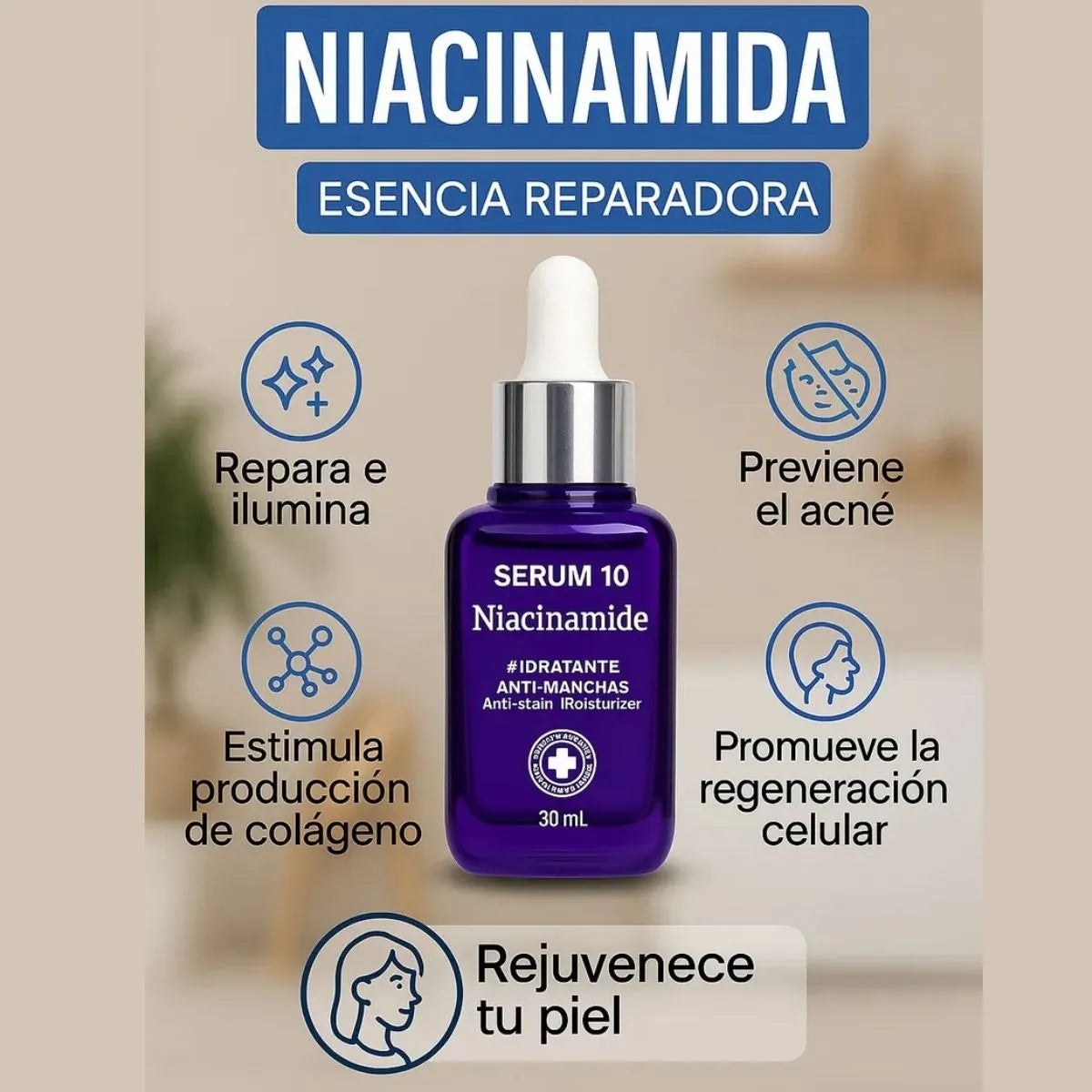 Serum 10 Niacinamida + Ácido Hialurónico